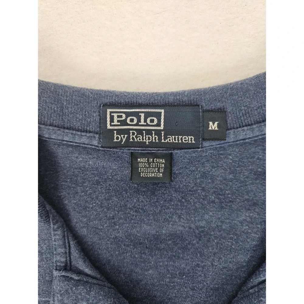 Vintage Style Polo by Ralph Lauren Heather Indigo Blue Cotton Mesh Pique Polo M